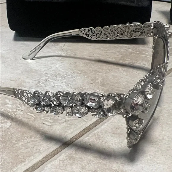 Authentic Dolce & Gabbana Silver Filigree and Crystal Sunglasses - Picture 4 of 8